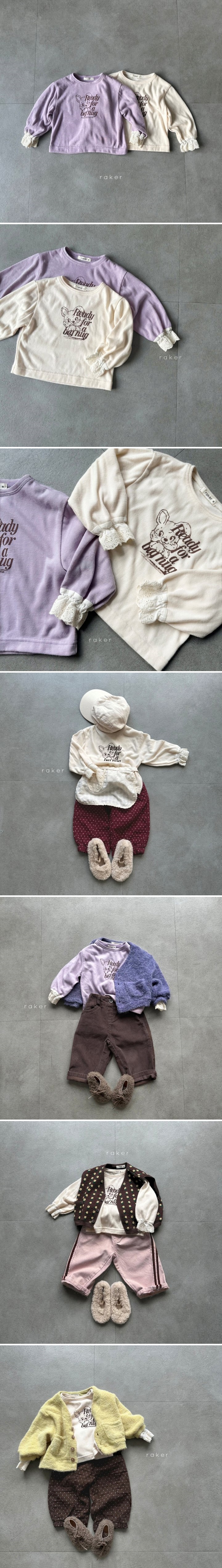 Raker - Korean Children Fashion - #childrensboutique - Rabbit Lace Sleeve Tee - 2