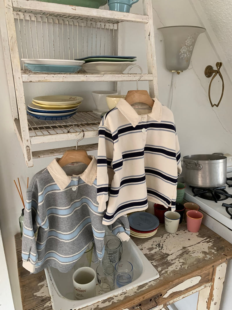 Raleelounge - Korean Children Fashion - #discoveringself - 3 Stripe Collar Tee - 11