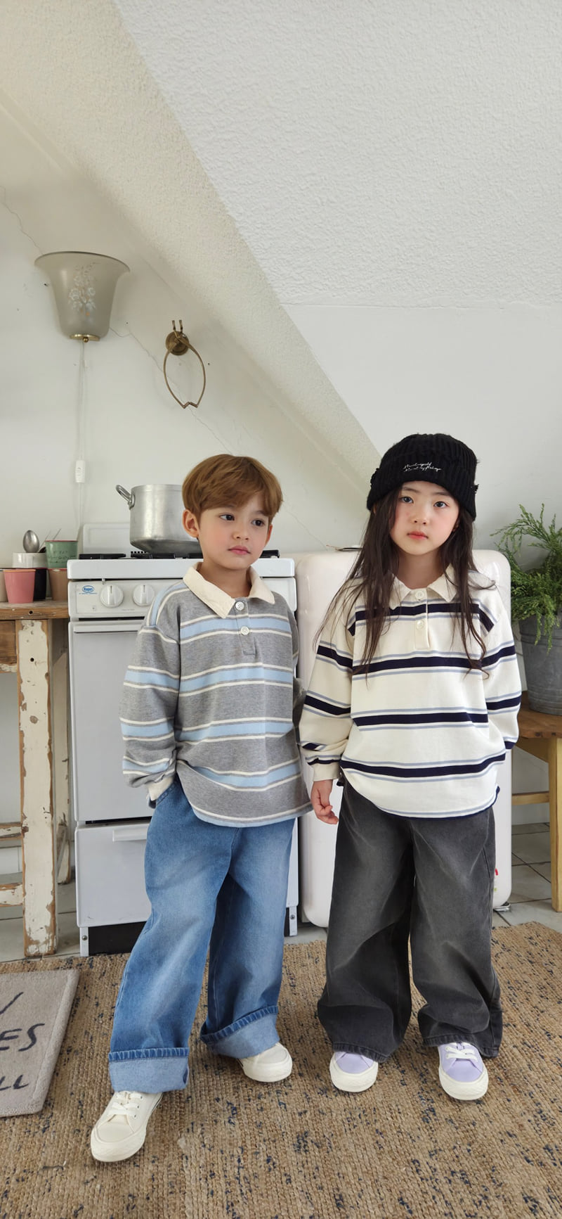 Raleelounge - Korean Children Fashion - #minifashionista - 3 Stripe Collar Tee - 3