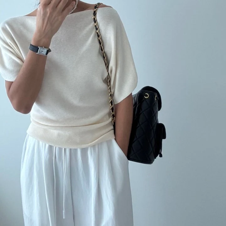 Ripple - Korean Women Fashion - #momslook - Shoulder Knit Top - 11