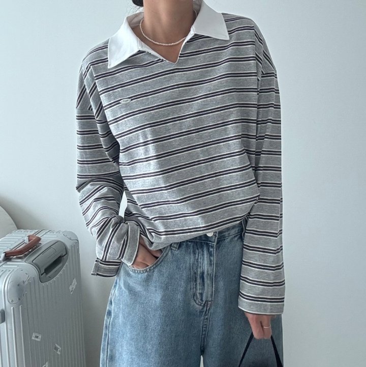 Ripple - Korean Women Fashion - #shopsmall - Leon Collar Tee - 6
