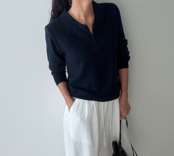 Ripple - Korean Women Fashion - #thatsdarling - Zipper Collar Knit Top - 4