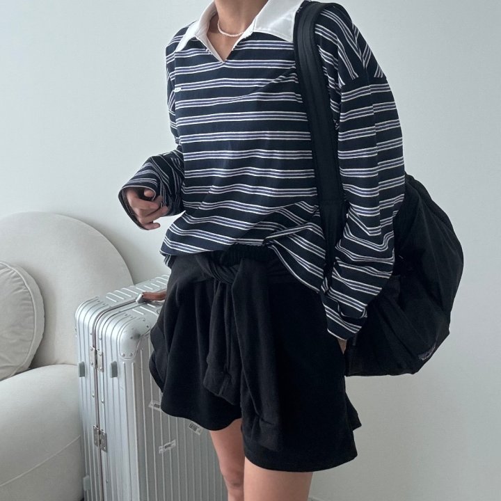 Ripple - Korean Women Fashion - #vintagekidsstyle - Leon Collar Tee - 2