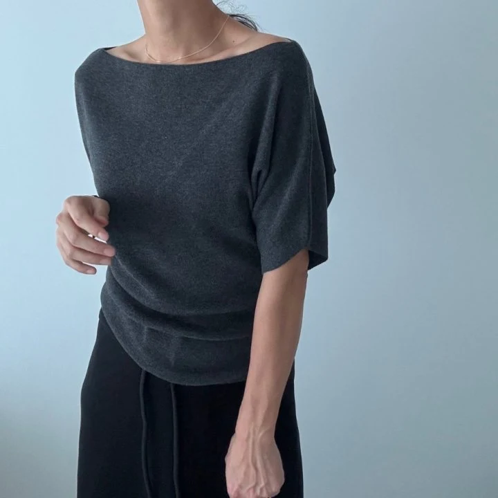 Ripple - Korean Women Fashion - #momslook - Shoulder Knit Top - 4