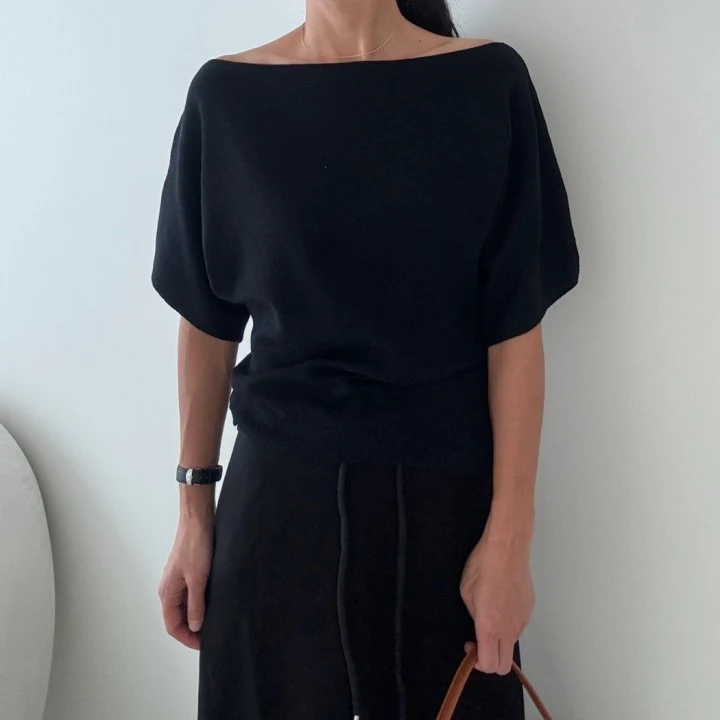 Ripple - Korean Women Fashion - #womensfashion - Shoulder Knit Top - 6