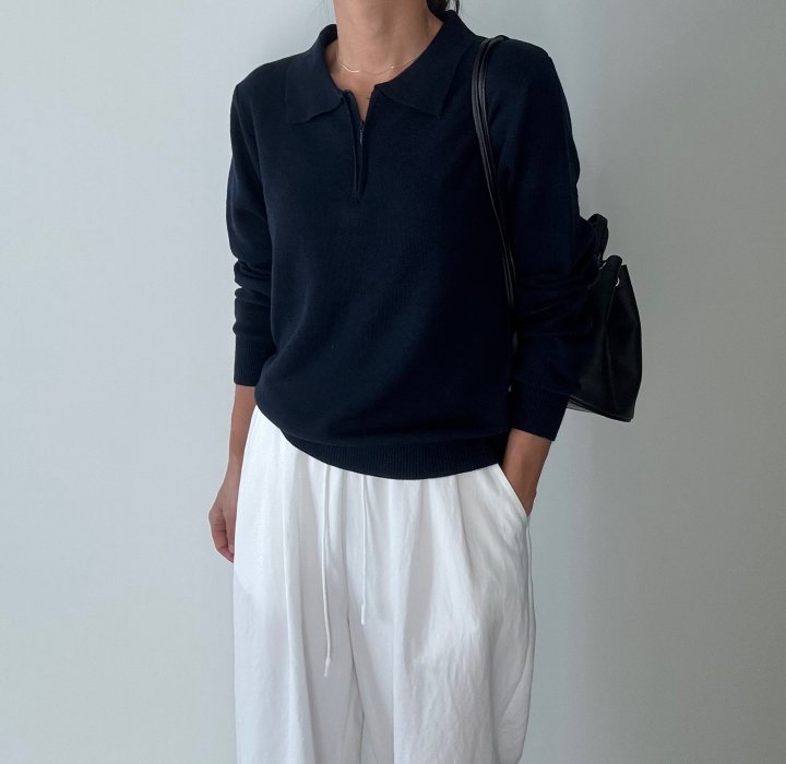 Ripple - Korean Women Fashion - #womensfashion - Zipper Collar Knit Top - 6