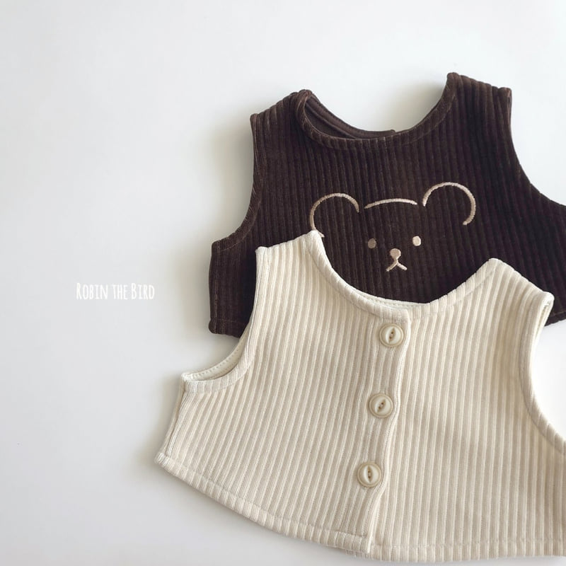 Saerobin - Korean Baby Fashion - #babyboutique - Bear Embroidery Reversible Vest