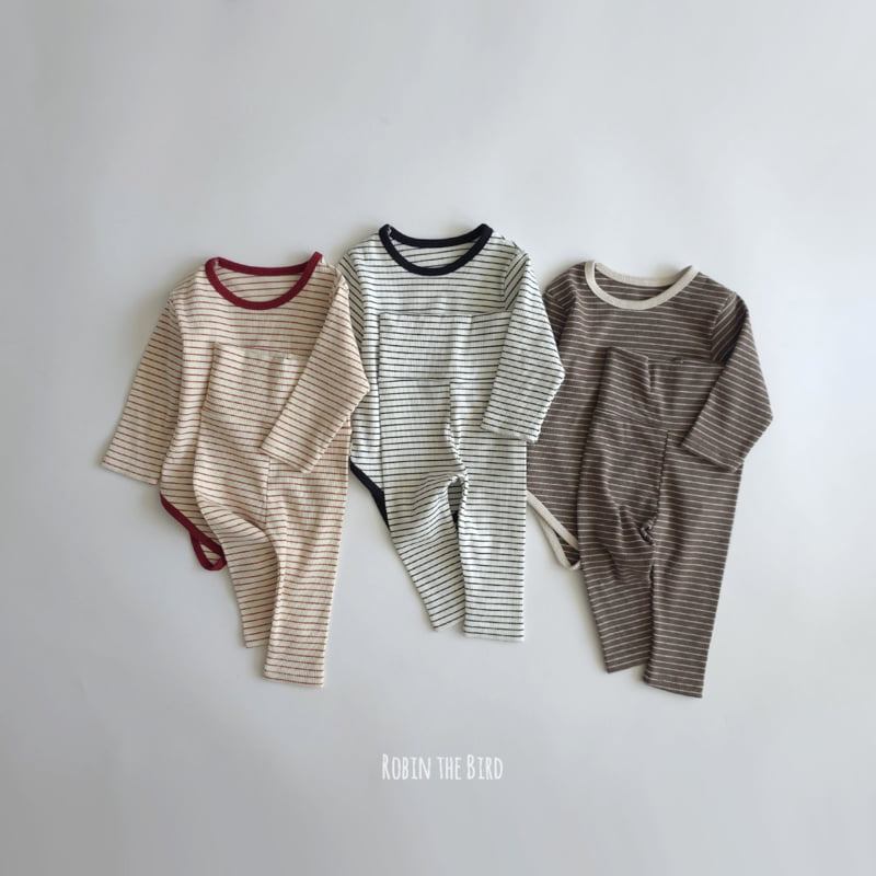 Saerobin - Korean Baby Fashion - #babyfever - Striped Ribbed Bodysuit Set