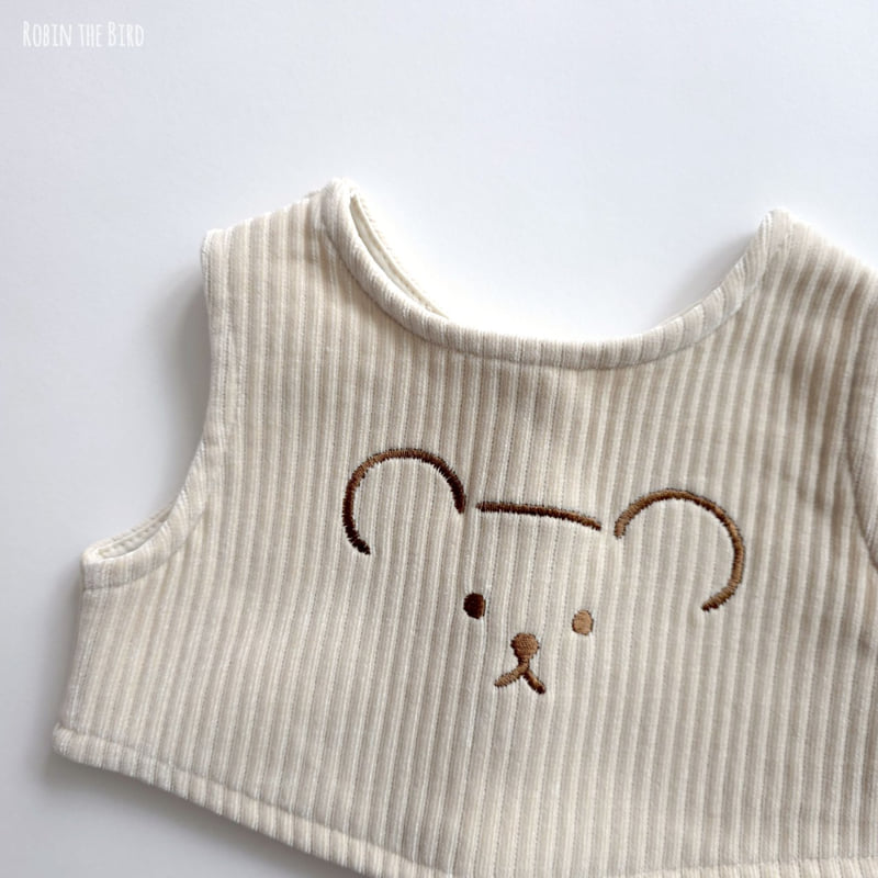 Saerobin - Korean Baby Fashion - #babylifestyle - Bear Embroidery Reversible Vest - 7