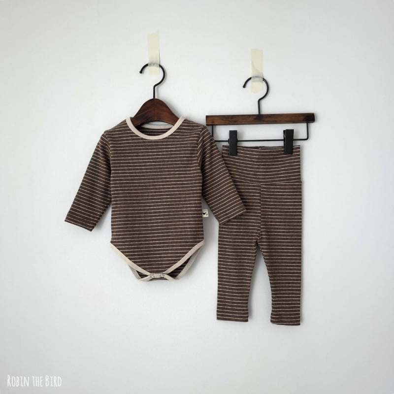 Saerobin - Korean Baby Fashion - #babylifestyle - Striped Ribbed Bodysuit Set - 3