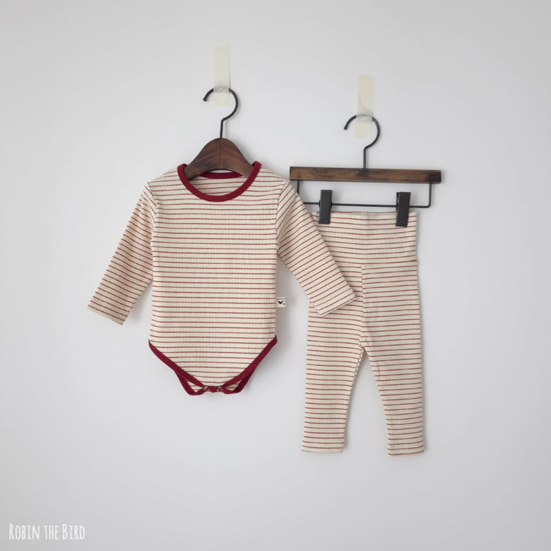 Saerobin - Korean Baby Fashion - #babylifestyle - Striped Ribbed Bodysuit Set - 4
