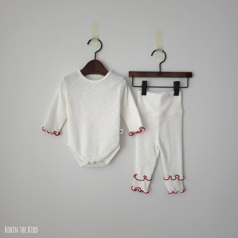 Saerobin - Korean Baby Fashion - #babyoutfit - Modal Frill Bodysuit Set - 2