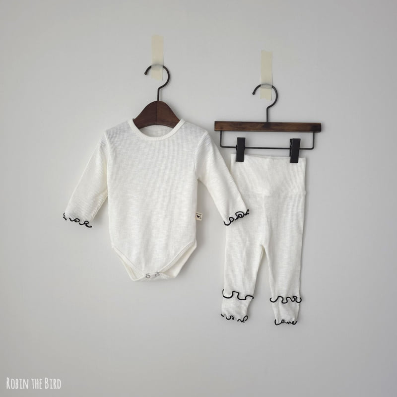 Saerobin - Korean Baby Fashion - #babyoutfit - Modal Frill Bodysuit Set - 3