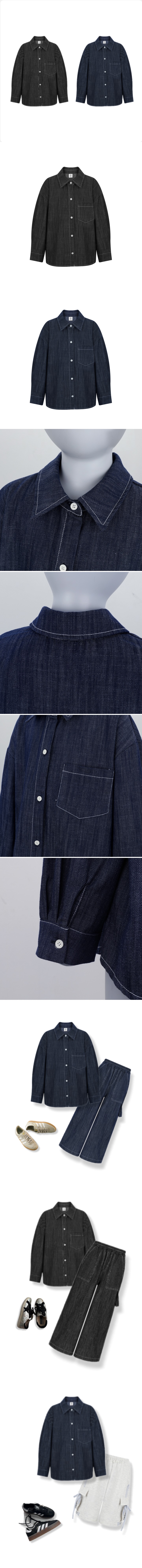 Sol At Luna - Korean Children Fashion - #designkidswear - Non-fade Denim Shirt - 2
