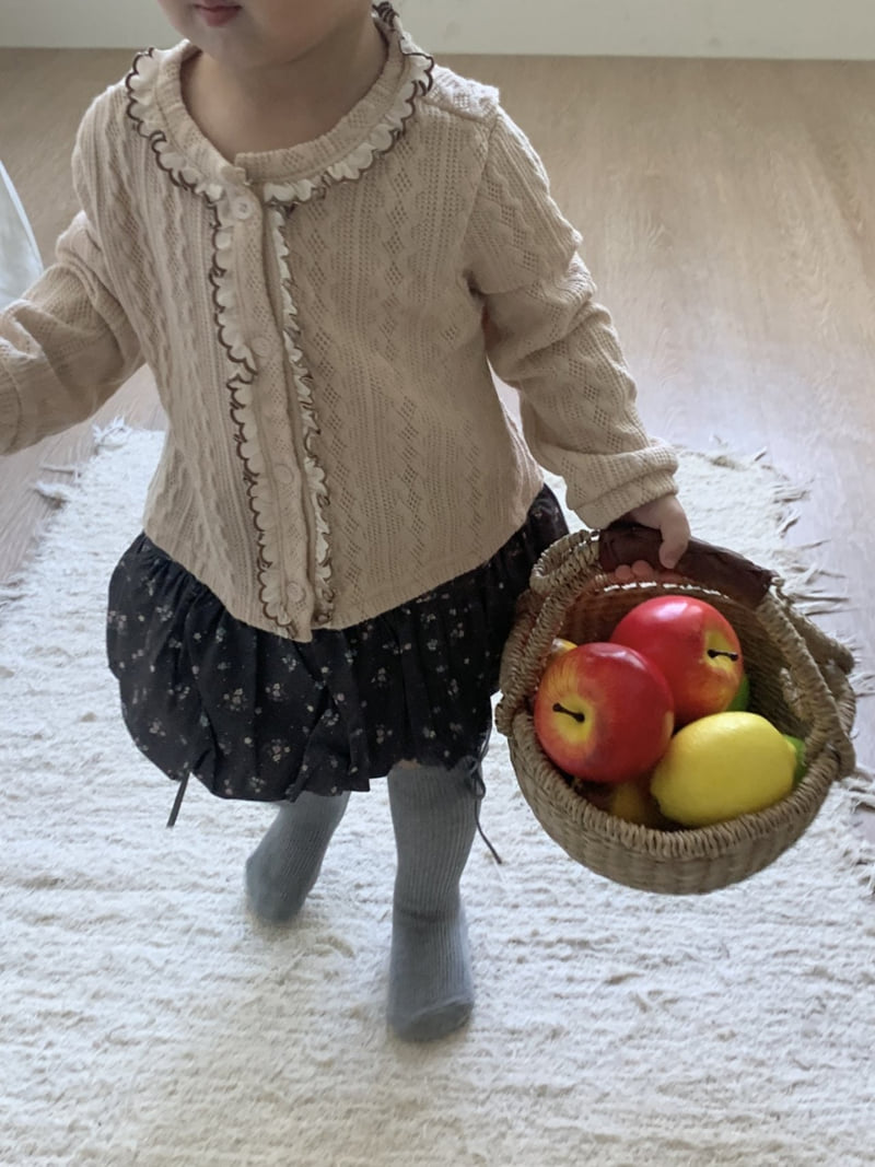 Sundaykids - Korean Children Fashion - #childofig - Floral Frill Knit Cardigan - 10