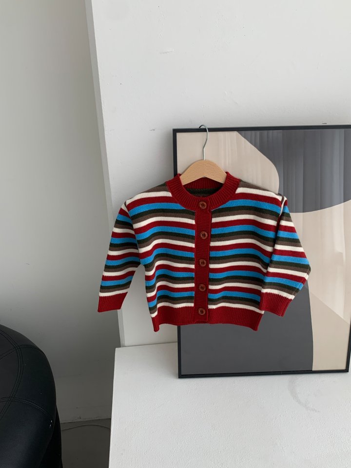 Sundaykids - Korean Children Fashion - #designkidswear - Rainbow Striped Knit Cardigan