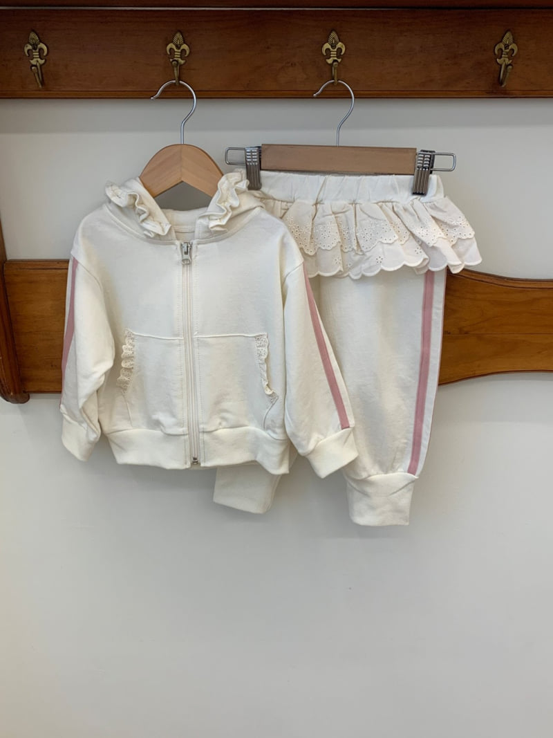 Sundaykids - Korean Children Fashion - #fashionkids - Merry Ruffle Hoodie Zip-up Set - 9