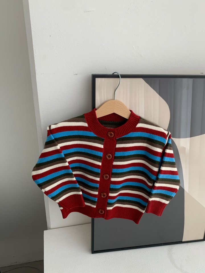 Sundaykids - Korean Children Fashion - #fashionkids - Rainbow Striped Knit Cardigan - 3