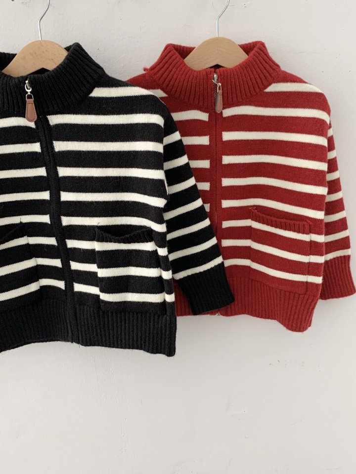 Sundaykids - Korean Children Fashion - #fashionkids - Striped Knit Zip-Up - 2