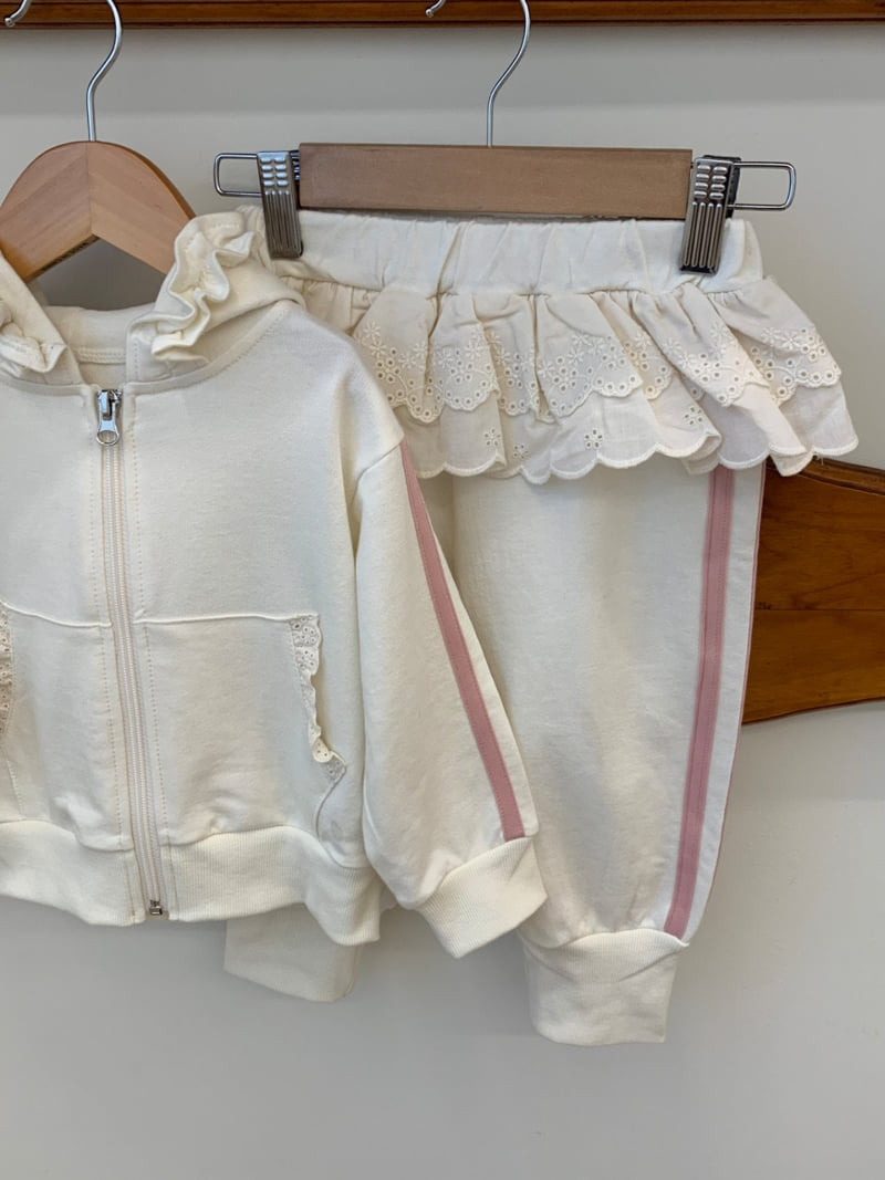 Sundaykids - Korean Children Fashion - #kidsshorts - Merry Ruffle Hoodie Zip-up Set - 10