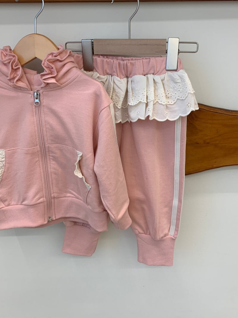 Sundaykids - Korean Children Fashion - #kidsstore - Merry Ruffle Hoodie Zip-up Set - 11