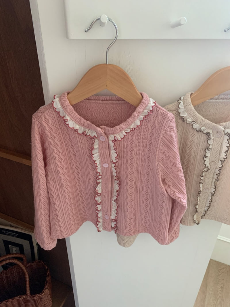 Sundaykids - Korean Children Fashion - #littlefashionista - Floral Frill Knit Cardigan - 3