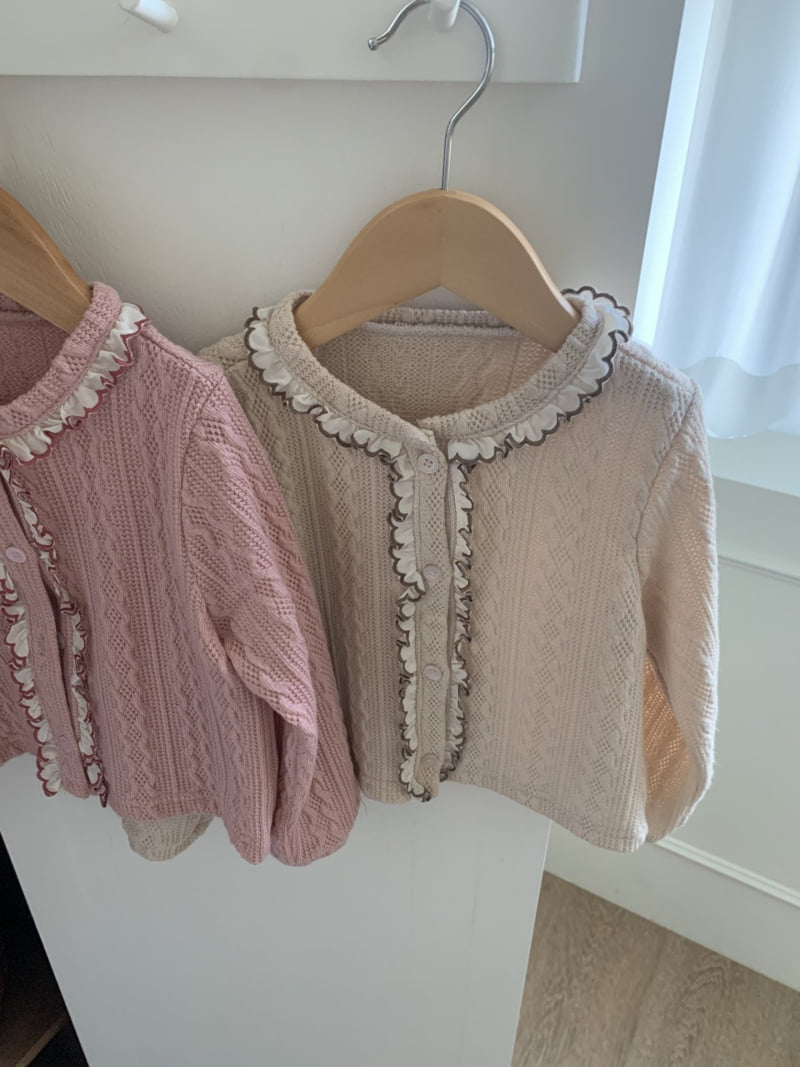 Sundaykids - Korean Children Fashion - #littlefashionista - Floral Frill Knit Cardigan - 4