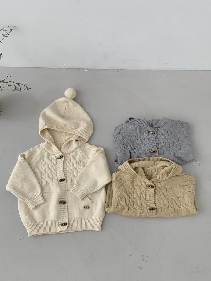 Sundaykids - Korean Children Fashion - #magicofchildhood - Cable Hooded Knit Cardigan - 2