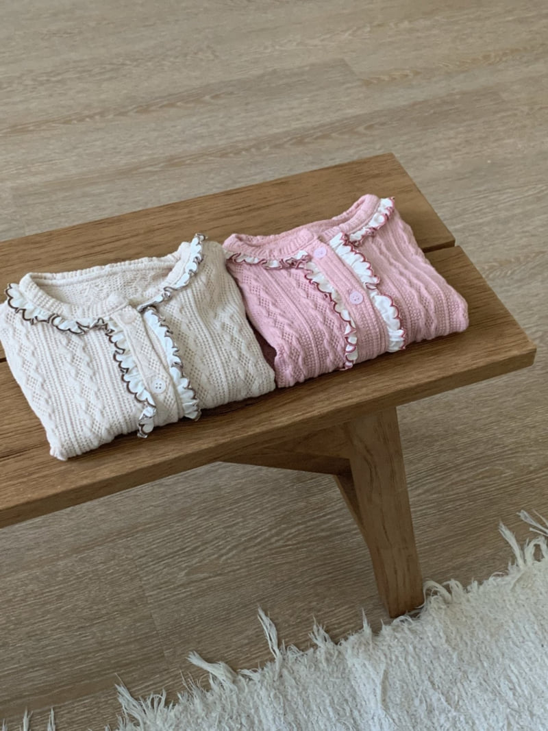 Sundaykids - Korean Children Fashion - #minifashionista - Floral Frill Knit Cardigan - 5