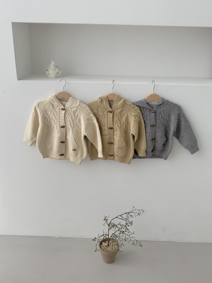 Sundaykids - Korean Children Fashion - #minifashionista - Cable Hooded Knit Cardigan - 3