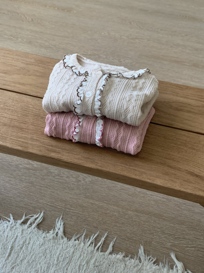Sundaykids - Korean Children Fashion - #prettylittlegirls - Floral Frill Knit Cardigan - 6
