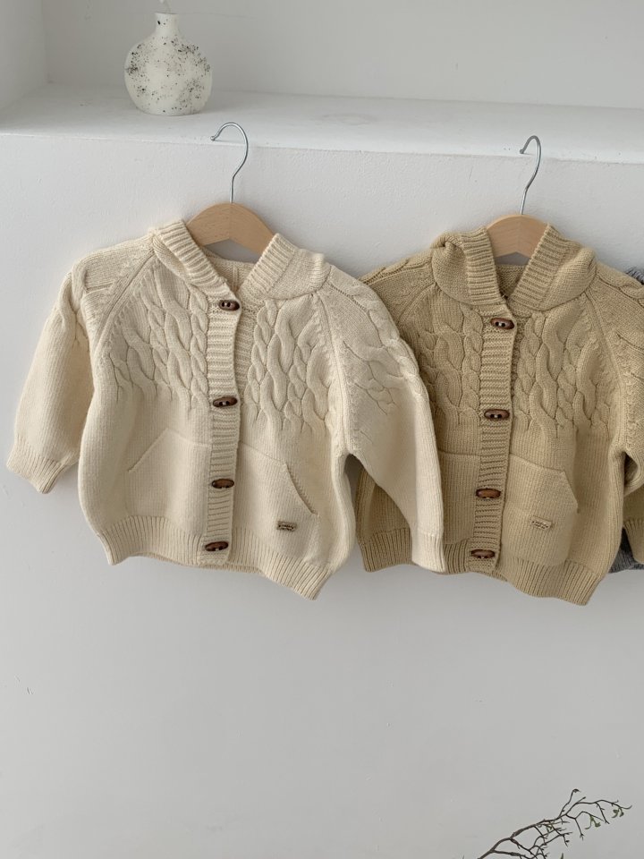 Sundaykids - Korean Children Fashion - #minifashionista - Cable Hooded Knit Cardigan - 4