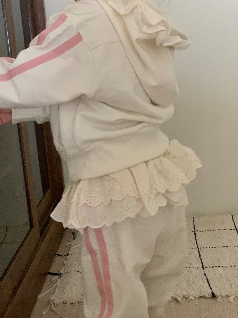 Sundaykids - Korean Children Fashion - #toddlerclothing - Merry Ruffle Hoodie Zip-up Set - 4