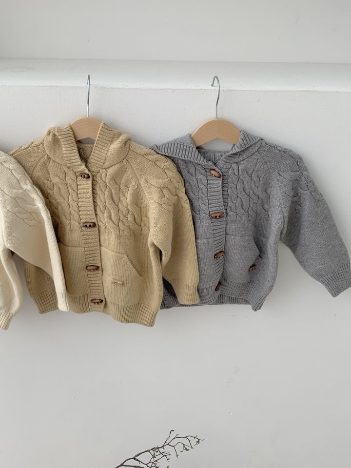 Sundaykids - Korean Children Fashion - #todddlerfashion - Cable Hooded Knit Cardigan - 5
