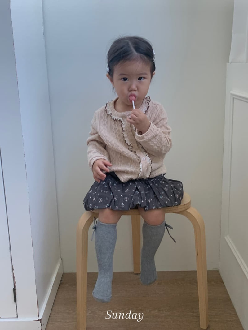 Sundaykids - Korean Children Fashion - #toddlerclothing - Floral Frill Knit Cardigan - 8