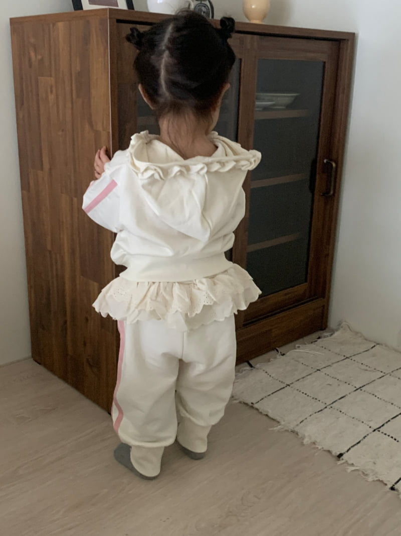 Sundaykids - Korean Children Fashion - #toddlerclothing - Merry Ruffle Hoodie Zip-up Set - 3