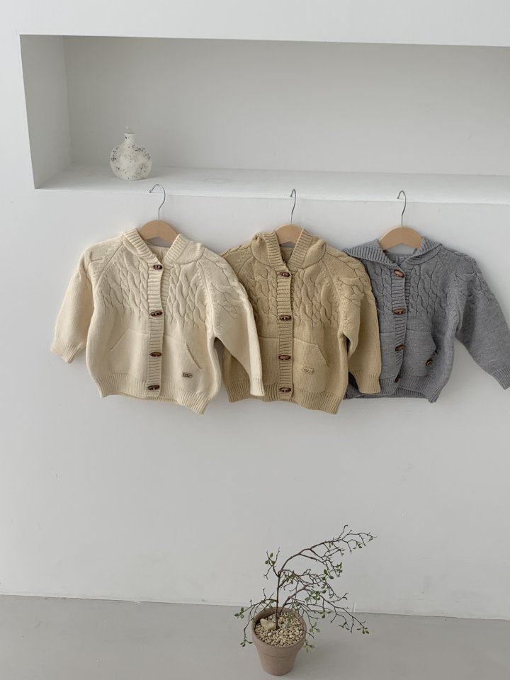 Sundaykids - Korean Children Fashion - #toddlerclothing - Cable Hooded Knit Cardigan - 6