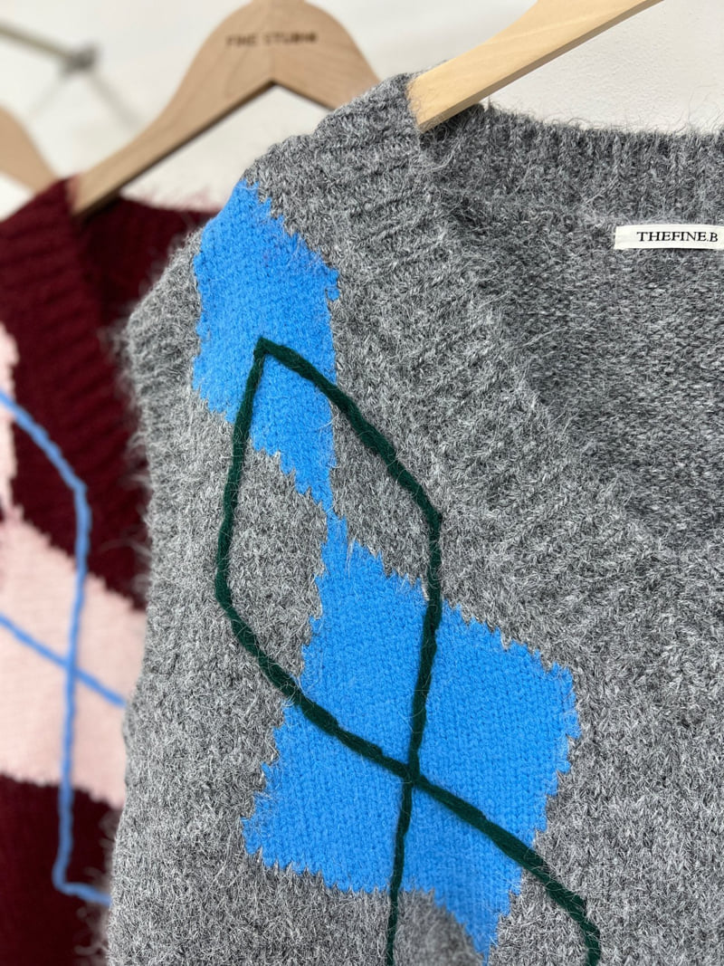 The Fine.b - Korean Women Fashion - #womensfashion - Argyle Knit Vest - 3