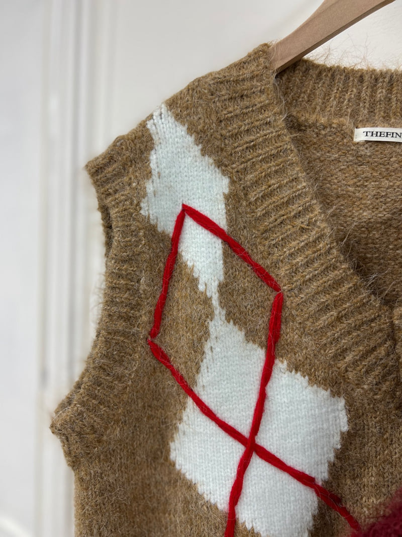 The Fine.b - Korean Women Fashion - #womensfashion - Argyle Knit Vest - 5