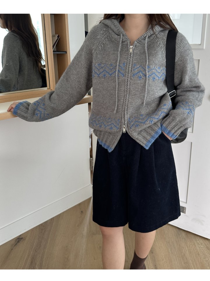 There By - Korean Women Fashion - #momslook - Wished Hood Knit Zip-up
