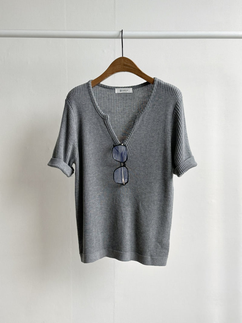 There By - Korean Women Fashion - #momslook - Ribbed Short Sleeved Knit Top - 12