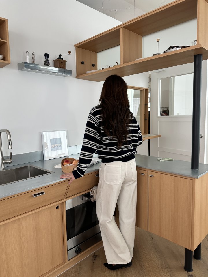 There By - Korean Women Fashion - #momslook - Paul Stripe Knit Top - 5