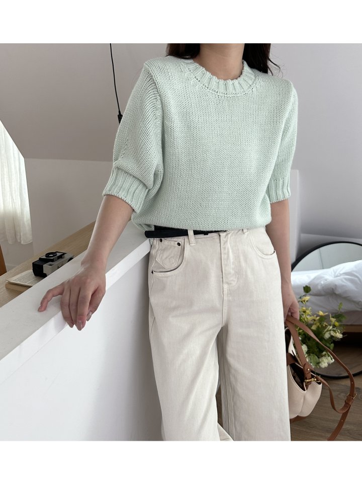 There By - Korean Women Fashion - #momslook - Anna Short Sleeved Knit Top - 2