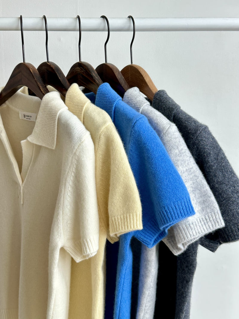 There By - Korean Women Fashion - #momslook - Wool Collar Short Sleeved Knit Top - 9