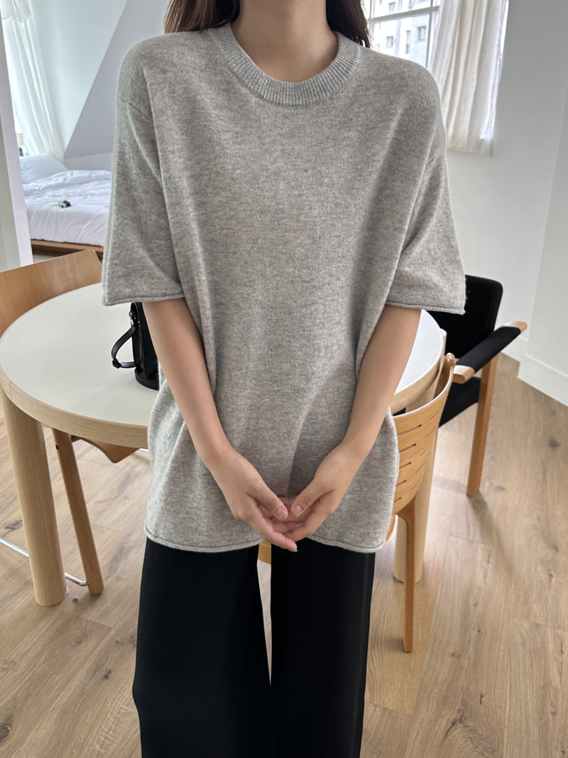 There By - Korean Women Fashion - #momslook - Moss Wool Short Sleeve Knit - 8