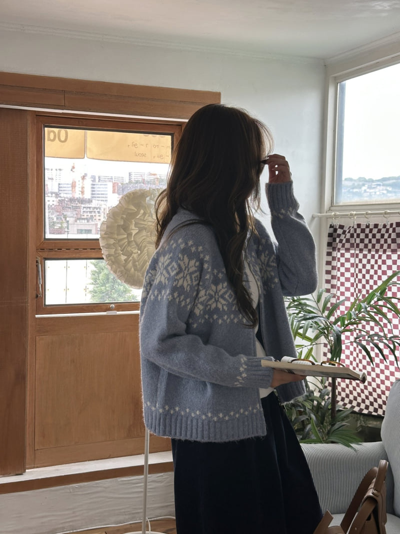 There By - Korean Women Fashion - #momslook - Snowflake Zipper Cardigan - 6