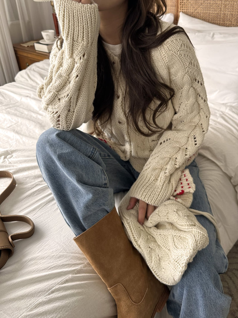There By - Korean Women Fashion - #momslook - Knit Balaclava Cardigan Set