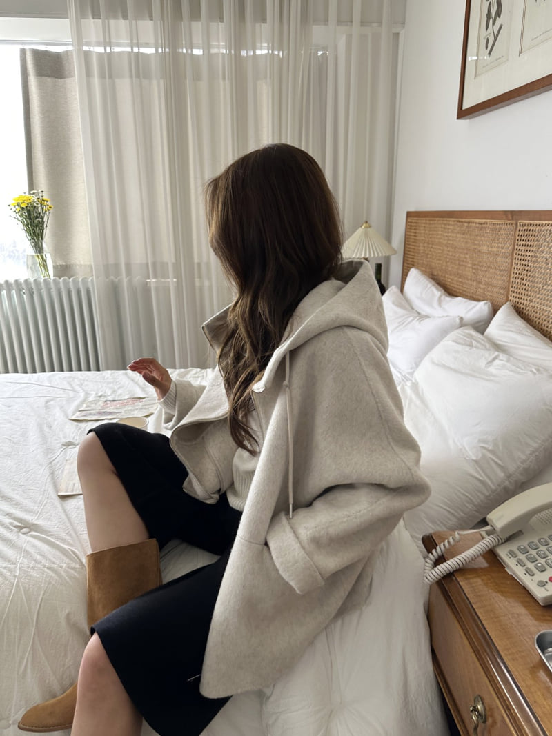 There By - Korean Women Fashion - #momslook - Weave Hood Handmade Coat - 2
