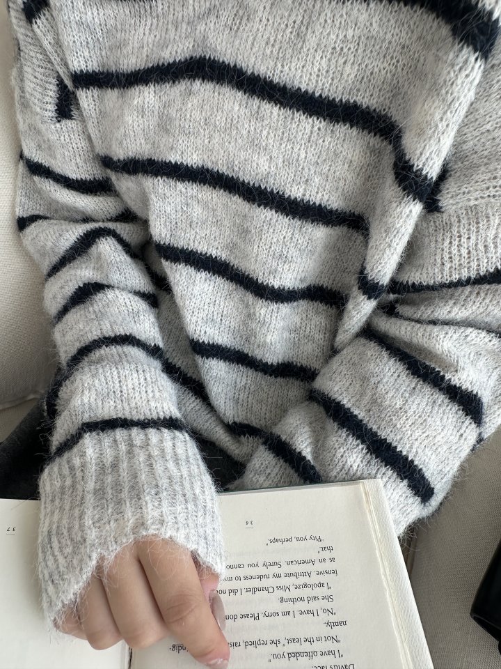 There By - Korean Women Fashion - #pursuepretty - There V-neck Stripe Knit Pullover - 7
