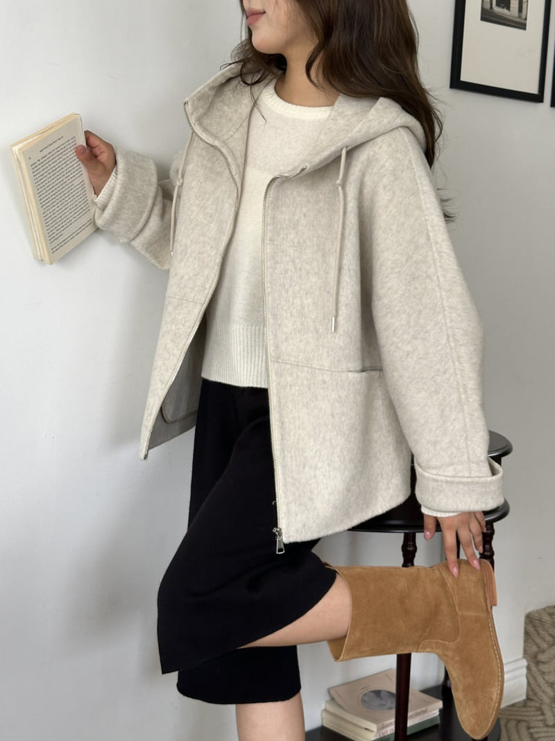 There By - Korean Women Fashion - #pursuepretty - Weave Hood Handmade Coat - 6